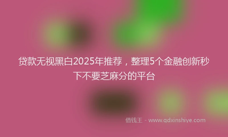 贷款无视黑白2025年推荐，整理5个金融创新秒下不要芝麻分的平台