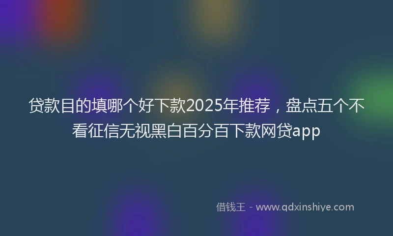贷款目的填哪个好下款2025年推荐，盘点五个不看征信无视黑白百分百下款网贷app