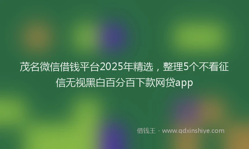 茂名微信借钱平台2025年精选，整理5个不看征信无视黑白百分百下款网贷app
