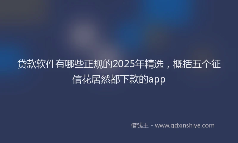 贷款软件有哪些正规的2025年精选，概括五个征信花居然都下款的app