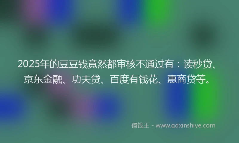 2025年的豆豆钱竟然都审核不通过有：读秒贷、京东金融、功夫贷、百度有钱花、惠商贷等。