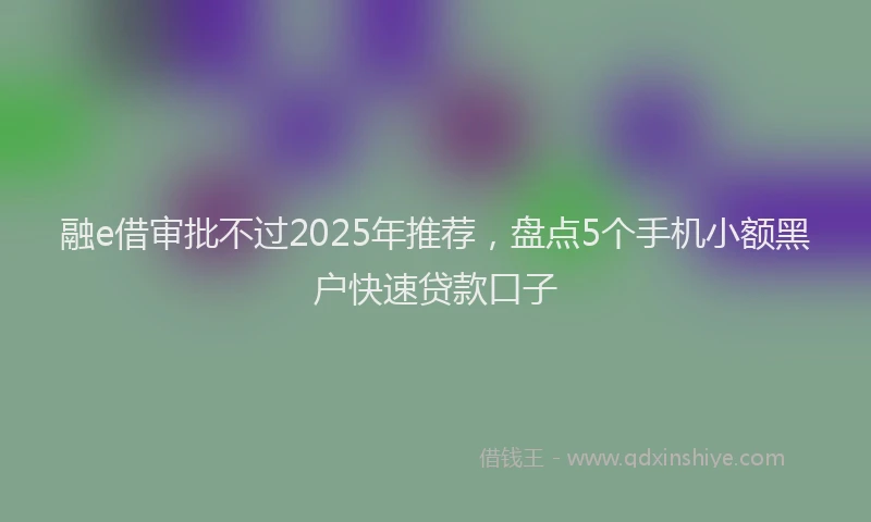 融e借审批不过2025年推荐，盘点5个手机小额黑户快速贷款口子