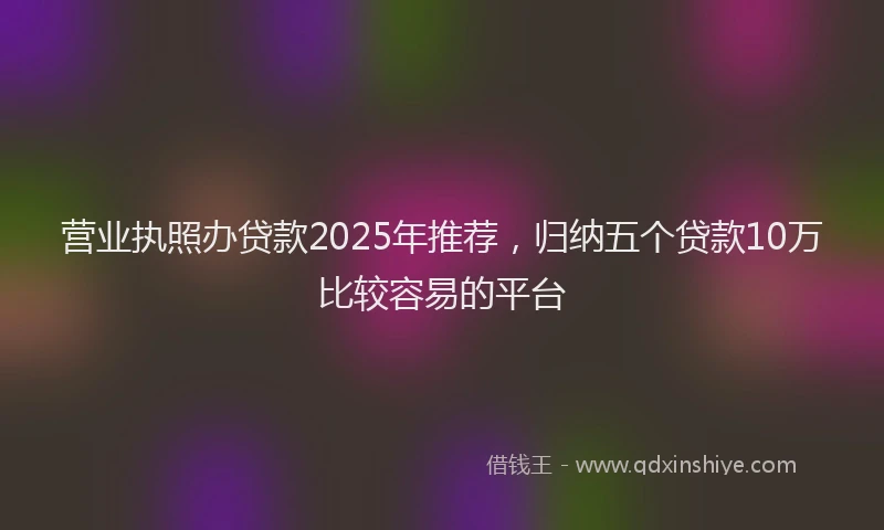营业执照办贷款2025年推荐，归纳五个贷款10万比较容易的平台