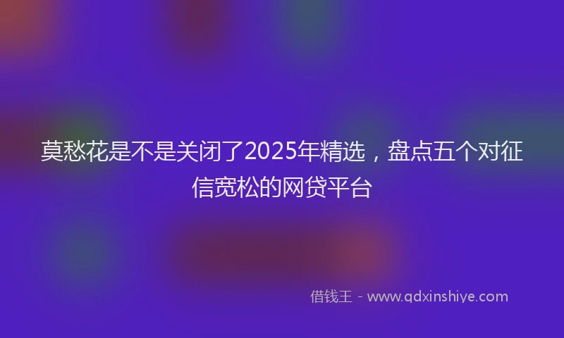 莫愁花是不是关闭了2025年精选，盘点五个对征信宽松的网贷平台