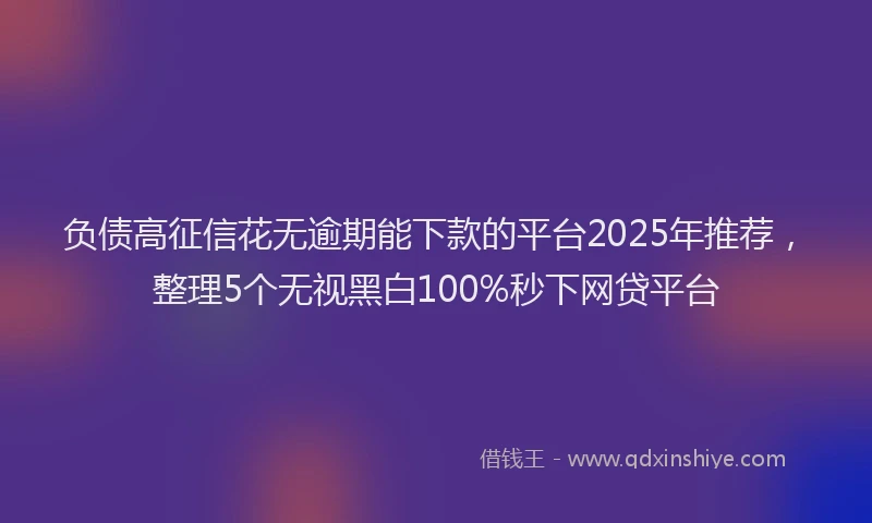 负债高征信花无逾期能下款的平台2025年推荐，整理5个无视黑白100%秒下网贷平台