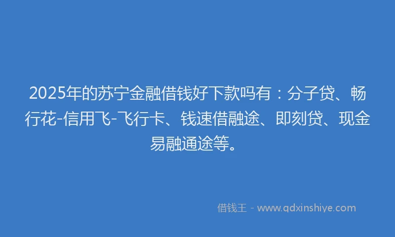 2025年的苏宁金融借钱好下款吗有：分子贷、畅行花-信用飞-飞行卡、钱速借融途、即刻贷、现金易融通途等。