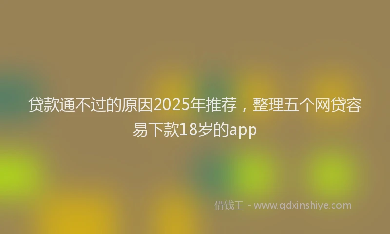 贷款通不过的原因2025年推荐，整理五个网贷容易下款18岁的app