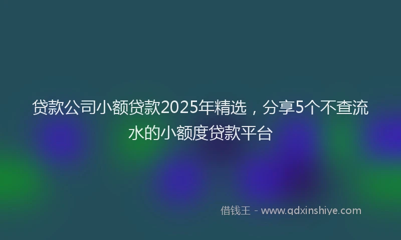 贷款公司小额贷款2025年精选，分享5个不查流水的小额度贷款平台