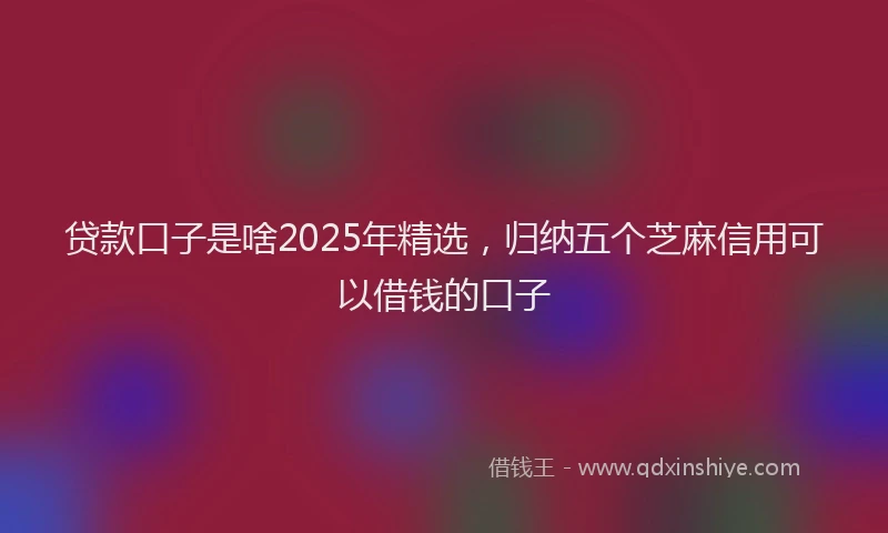 贷款口子是啥2025年精选，归纳五个芝麻信用可以借钱的口子