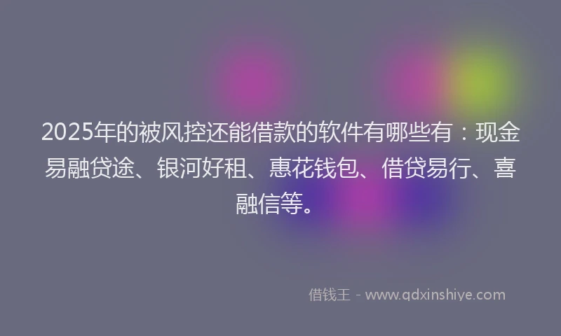 2025年的被风控还能借款的软件有哪些有：现金易融贷途、银河好租、惠花钱包、借贷易行、喜融信等。