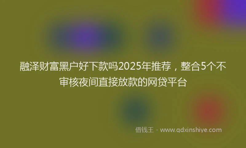 融泽财富黑户好下款吗2025年推荐，整合5个不审核夜间直接放款的网贷平台
