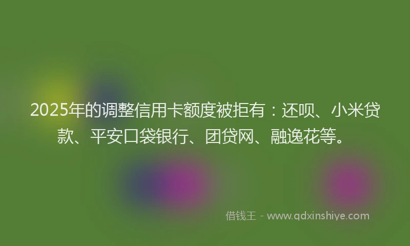 2025年的调整信用卡额度被拒有：还呗、小米贷款、平安口袋银行、团贷网、融逸花等。