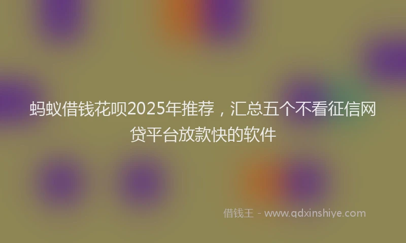 蚂蚁借钱花呗2025年推荐，汇总五个不看征信网贷平台放款快的软件
