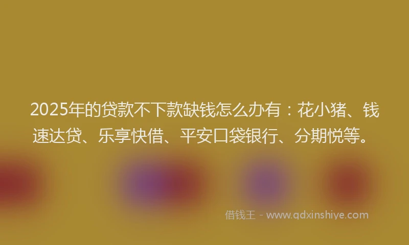 2025年的贷款不下款缺钱怎么办有：花小猪、钱速达贷、乐享快借、平安口袋银行、分期悦等。
