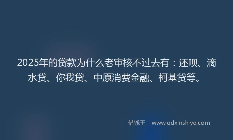 2025年的贷款为什么老审核不过去有：还呗、滴水贷、你我贷、中原消费金融、柯基贷等。