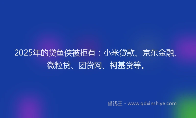 2025年的贷鱼侠被拒有：小米贷款、京东金融、微粒贷、团贷网、柯基贷等。
