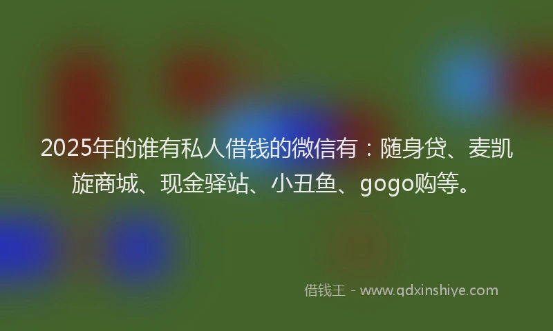 2025年的谁有私人借钱的微信有：随身贷、麦凯旋商城、现金驿站、小丑鱼、gogo购等。