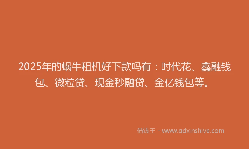 2025年的蜗牛租机好下款吗有：时代花、鑫融钱包、微粒贷、现金秒融贷、金亿钱包等。