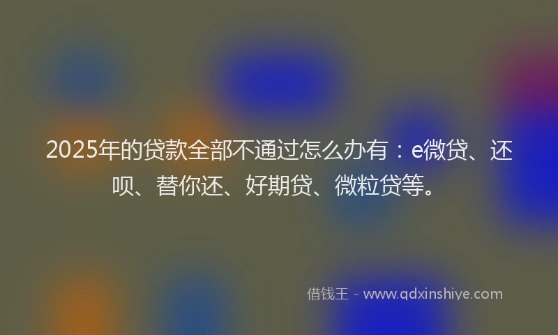 2025年的贷款全部不通过怎么办有：e微贷、还呗、替你还、好期贷、微粒贷等。