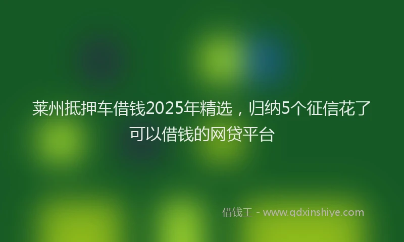 莱州抵押车借钱2025年精选，归纳5个征信花了可以借钱的网贷平台