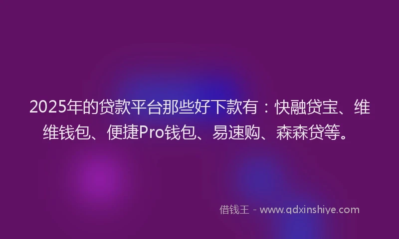 2025年的贷款平台那些好下款有：快融贷宝、维维钱包、便捷Pro钱包、易速购、森森贷等。