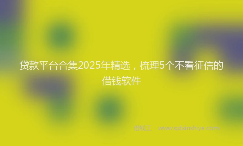 贷款平台合集2025年精选，梳理5个不看征信的借钱软件