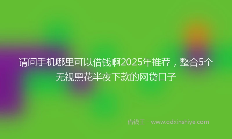 请问手机哪里可以借钱啊2025年推荐，整合5个无视黑花半夜下款的网贷口子