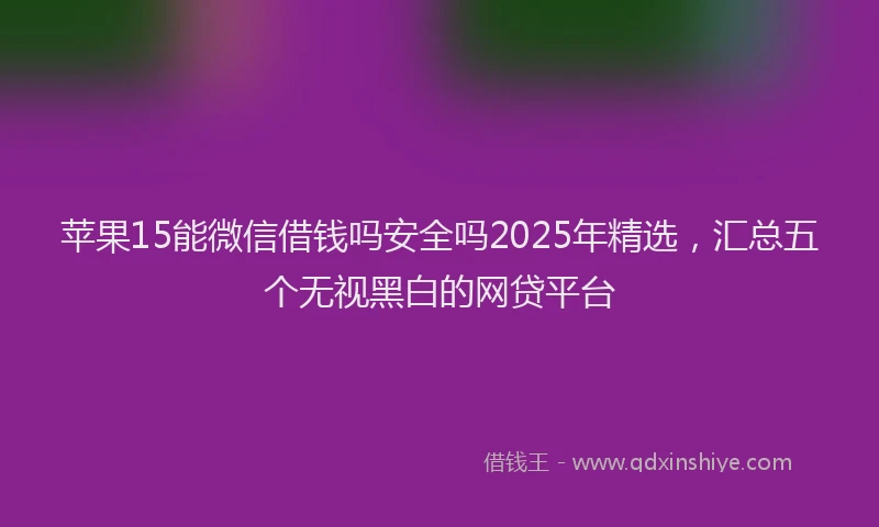 苹果15能微信借钱吗安全吗2025年精选，汇总五个无视黑白的网贷平台