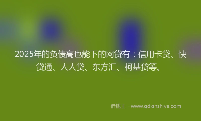 2025年的负债高也能下的网贷有：信用卡贷、快贷通、人人贷、东方汇、柯基贷等。