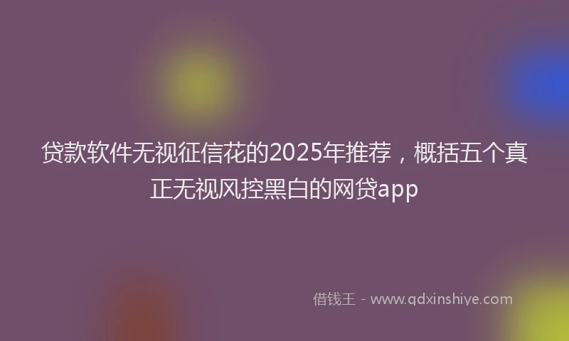 贷款软件无视征信花的2025年推荐，概括五个真正无视风控黑白的网贷app