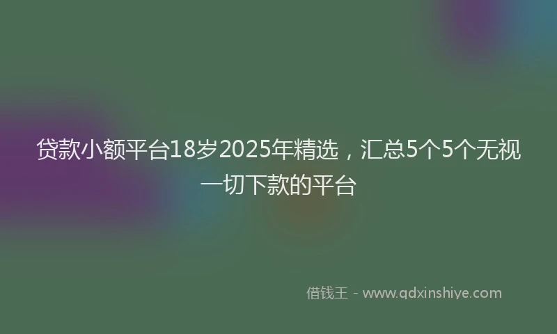 贷款小额平台18岁2025年精选，汇总5个5个无视一切下款的平台