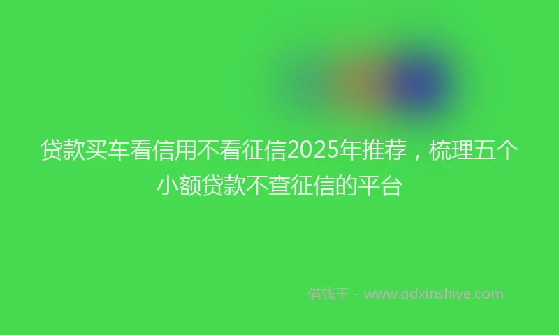 贷款买车看信用不看征信2025年推荐，梳理五个小额贷款不查征信的平台