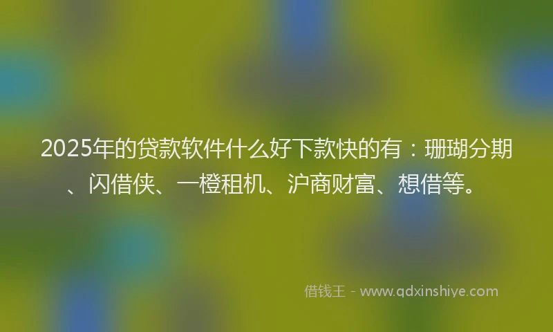 2025年的贷款软件什么好下款快的有：珊瑚分期、闪借侠、一橙租机、沪商财富、想借等。