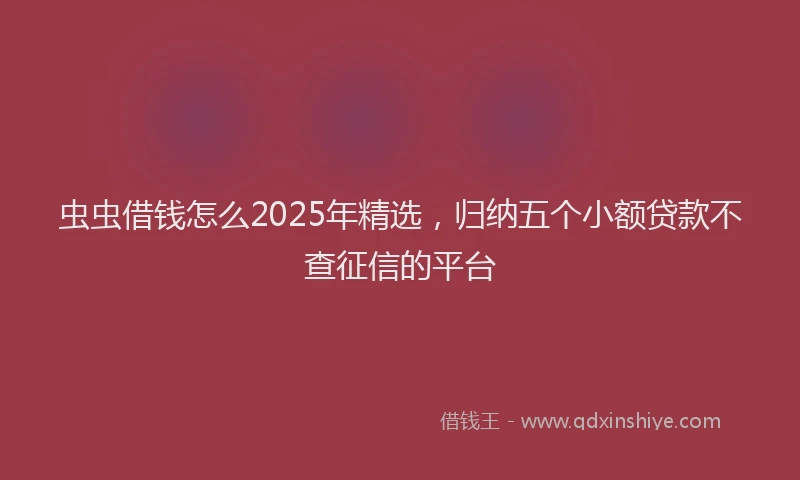 虫虫借钱怎么2025年精选，归纳五个小额贷款不查征信的平台