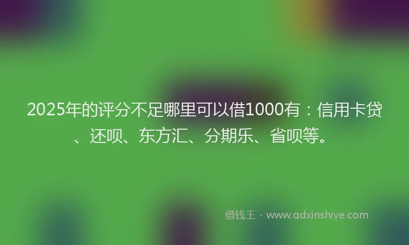 2025年的评分不足哪里可以借1000有：信用卡贷、还呗、东方汇、分期乐、省呗等。