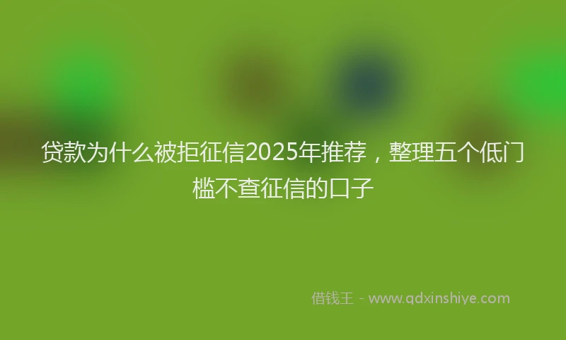 贷款为什么被拒征信2025年推荐，整理五个低门槛不查征信的口子