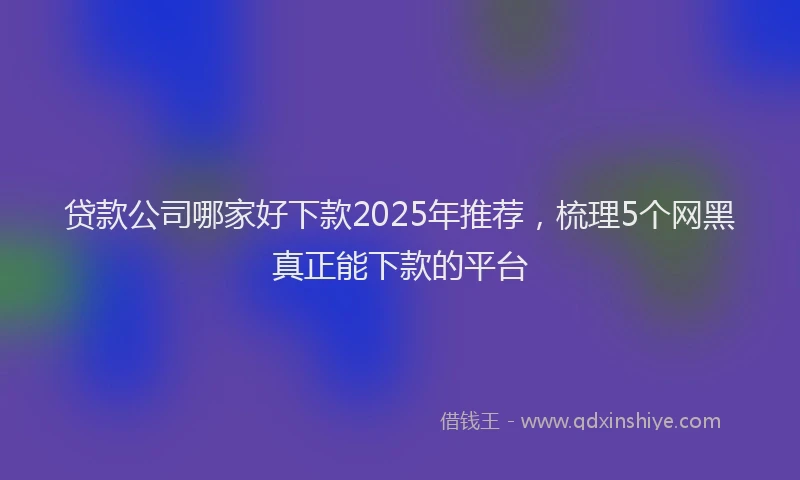 贷款公司哪家好下款2025年推荐，梳理5个网黑真正能下款的平台