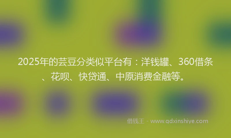2025年的芸豆分类似平台有：洋钱罐、360借条、花呗、快贷通、中原消费金融等。