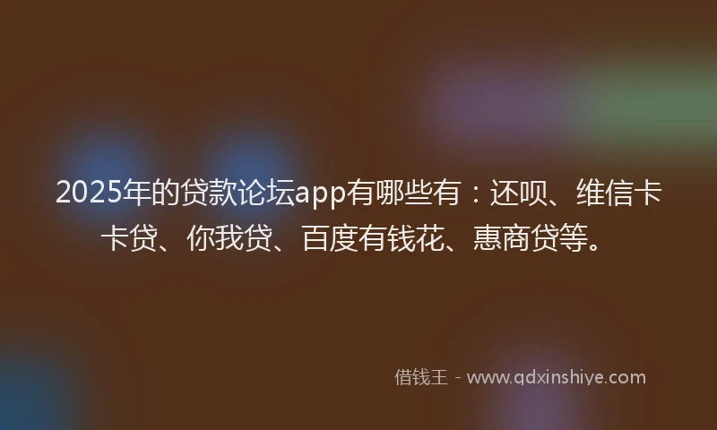 2025年的贷款论坛app有哪些有:还呗、维信卡卡贷、你我贷、百度有钱花、惠商贷等。