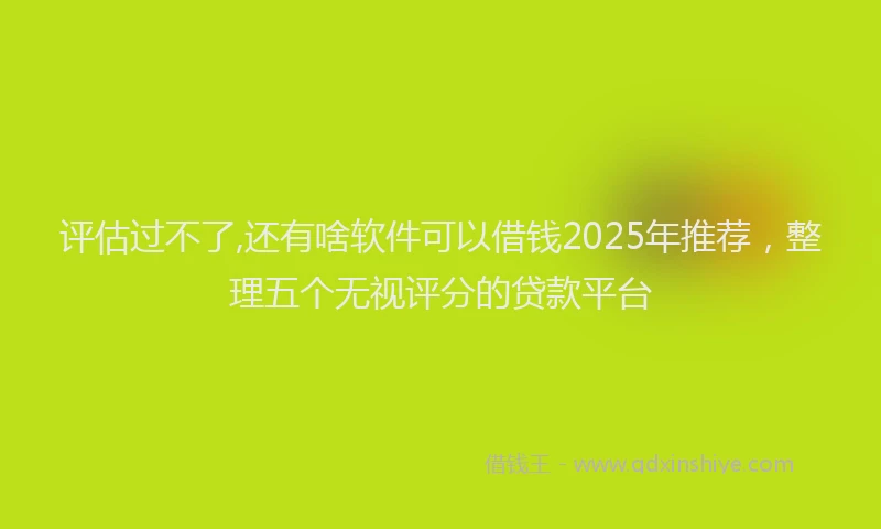 评估过不了,还有啥软件可以借钱2025年推荐，整理五个无视评分的贷款平台