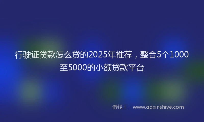 行驶证贷款怎么贷的2025年推荐，整合5个1000至5000的小额贷款平台