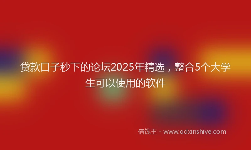 贷款口子秒下的论坛2025年精选，整合5个大学生可以使用的软件