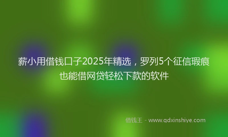 薪小用借钱口子2025年精选，罗列5个征信瑕疵也能借网贷轻松下款的软件