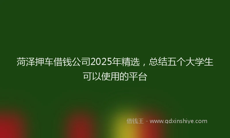 菏泽押车借钱公司2025年精选，总结五个大学生可以使用的平台