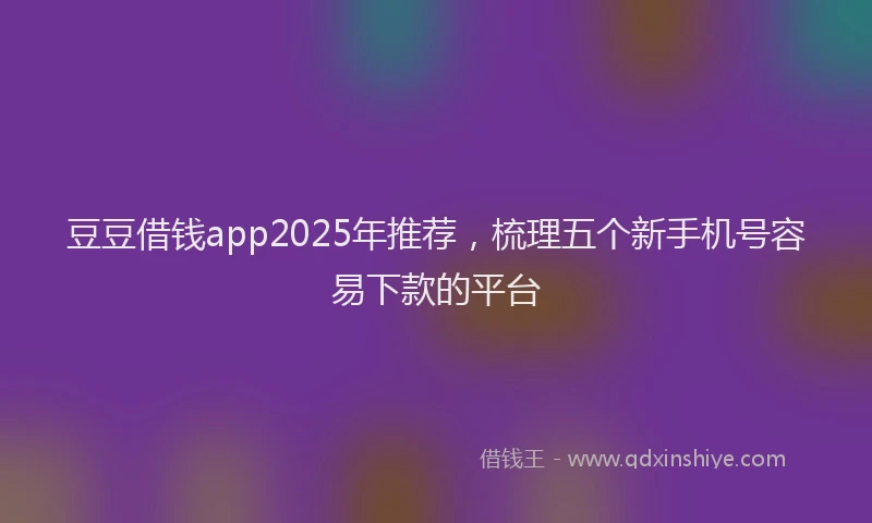 豆豆借钱app2025年推荐，梳理五个新手机号容易下款的平台