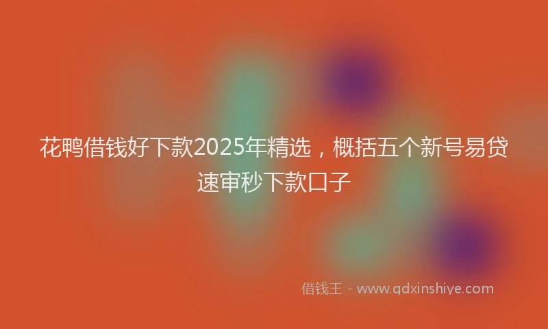 花鸭借钱好下款2025年精选，概括五个新号易贷速审秒下款口子