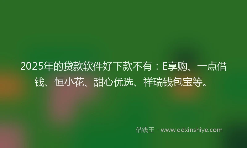 2025年的贷款软件好下款不有：E享购、一点借钱、恒小花、甜心优选、祥瑞钱包宝等。