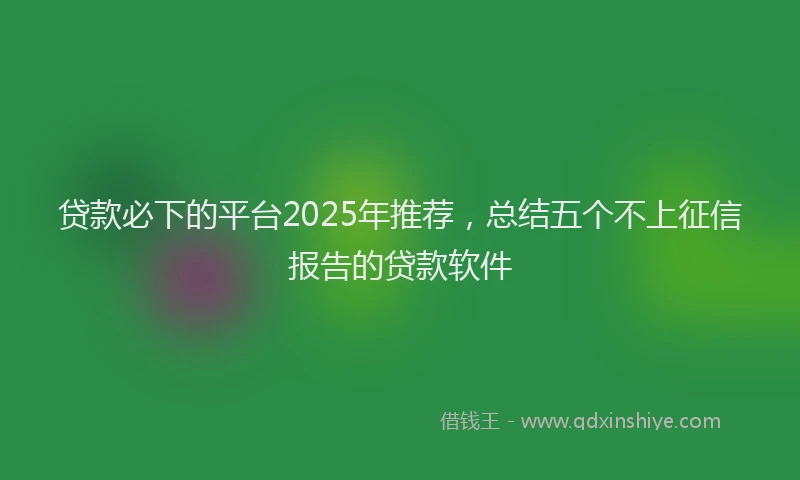 贷款必下的平台2025年推荐，总结五个不上征信报告的贷款软件