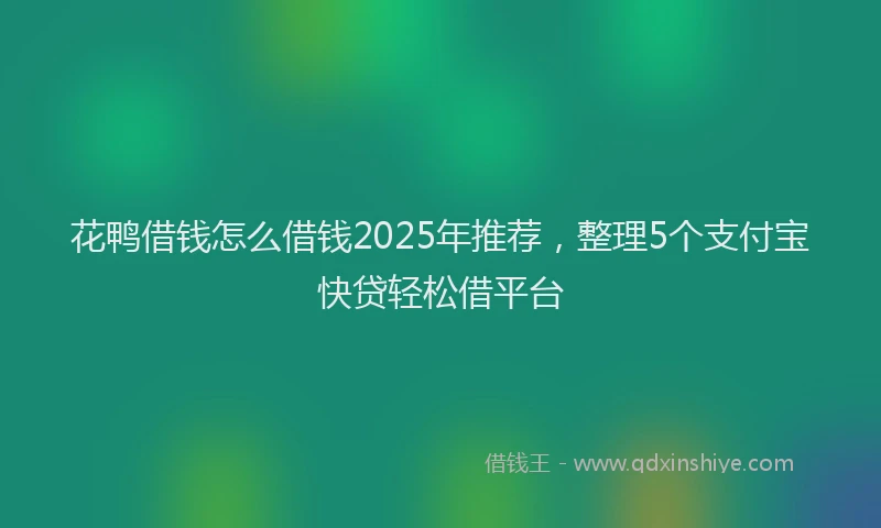 花鸭借钱怎么借钱2025年推荐，整理5个支付宝快贷轻松借平台