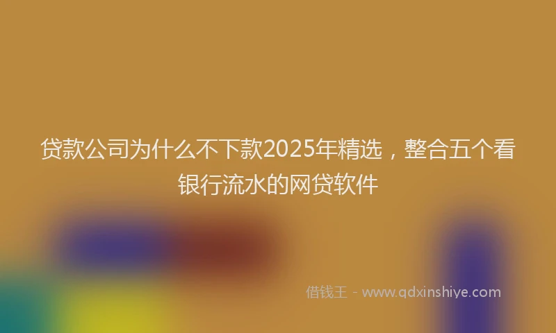 贷款公司为什么不下款2025年精选，整合五个看银行流水的网贷软件